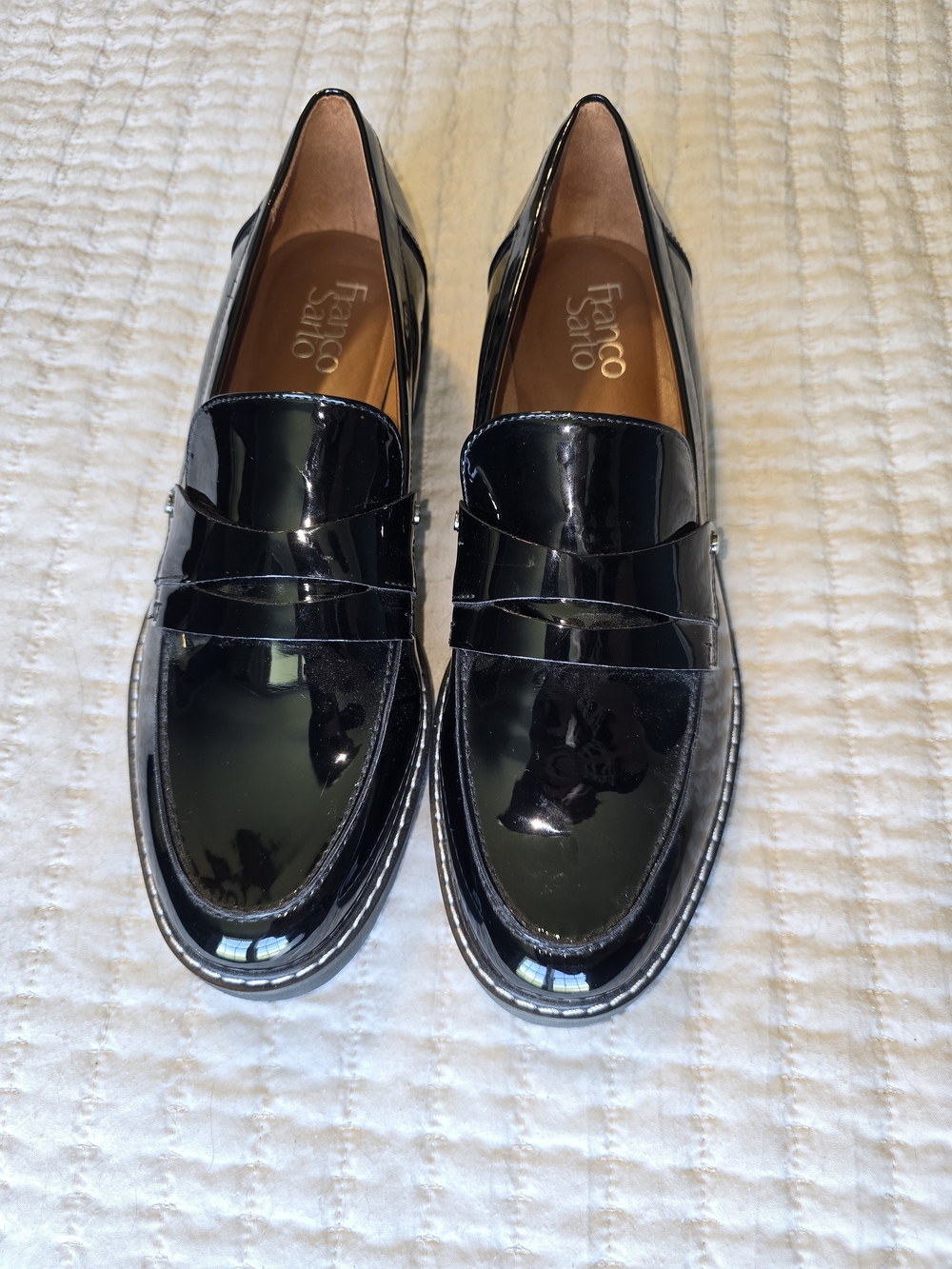 Franco Sarto Black Patent Leather Cassandra Penny Loafers